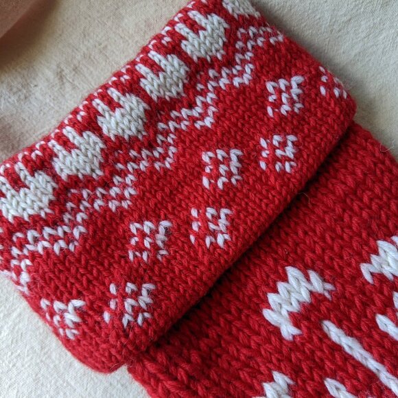 Each* Pier 1 Knitted Fair Isle Pom Pom Stocking /Crate & Barrel Snowflake - Picture 7 of 13